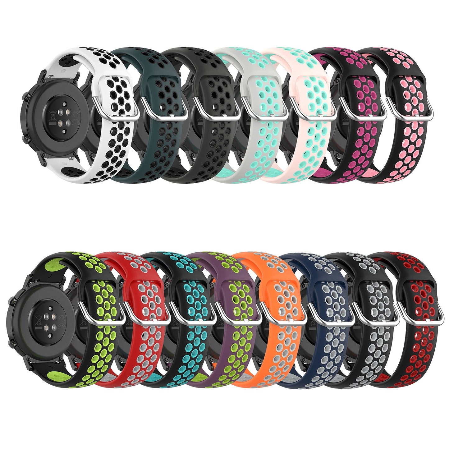 For-Amazfit-GTS-4-20mm-Perforated-Breathable-Sports-Silicone-Watch-Band(Olive-Green+Black)