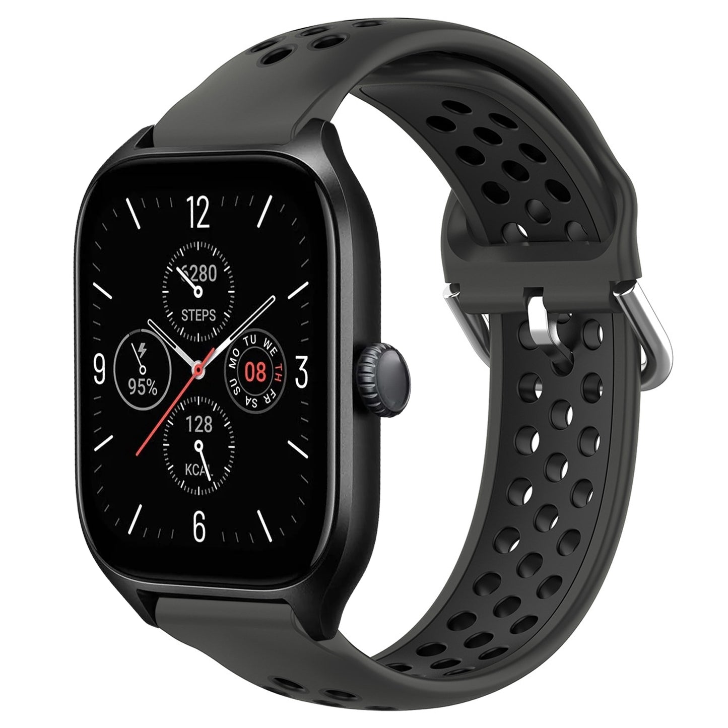 For-Amazfit-GTS-4-20mm-Perforated-Breathable-Sports-Silicone-Watch-Band(Black)