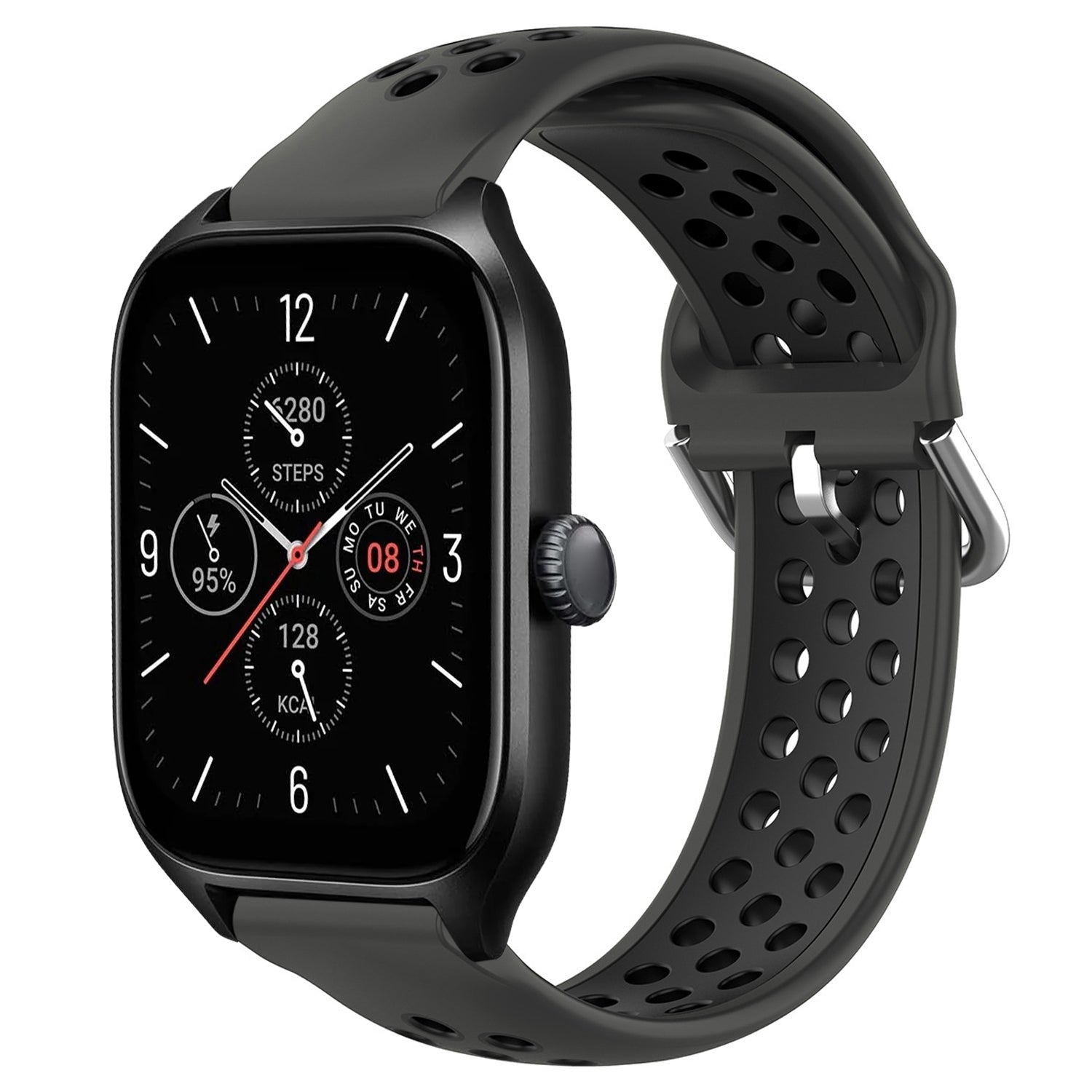 For-Amazfit-GTS-4-20mm-Perforated-Breathable-Sports-Silicone-Watch-Band(Black)