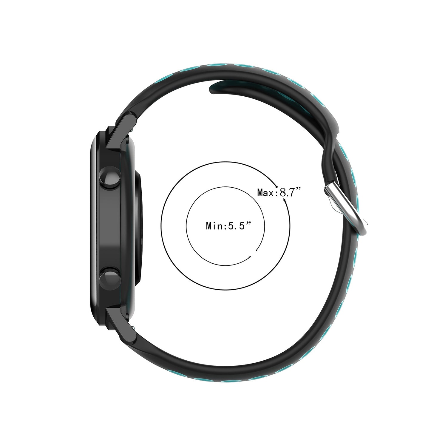 For-Amazfit-GTS-4-20mm-Perforated-Breathable-Sports-Silicone-Watch-Band(Black)