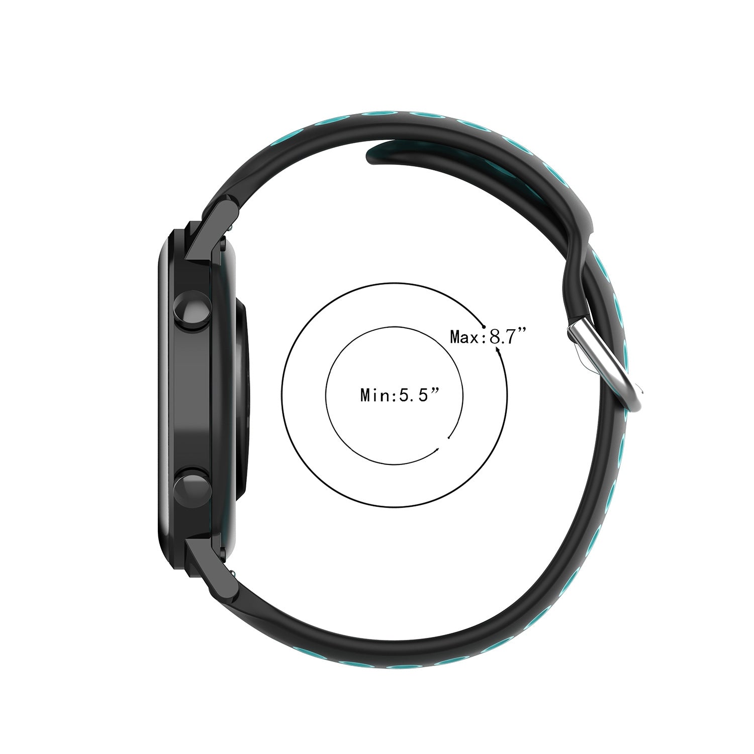 For-Amazfit-GTS-4-20mm-Perforated-Breathable-Sports-Silicone-Watch-Band(Black)