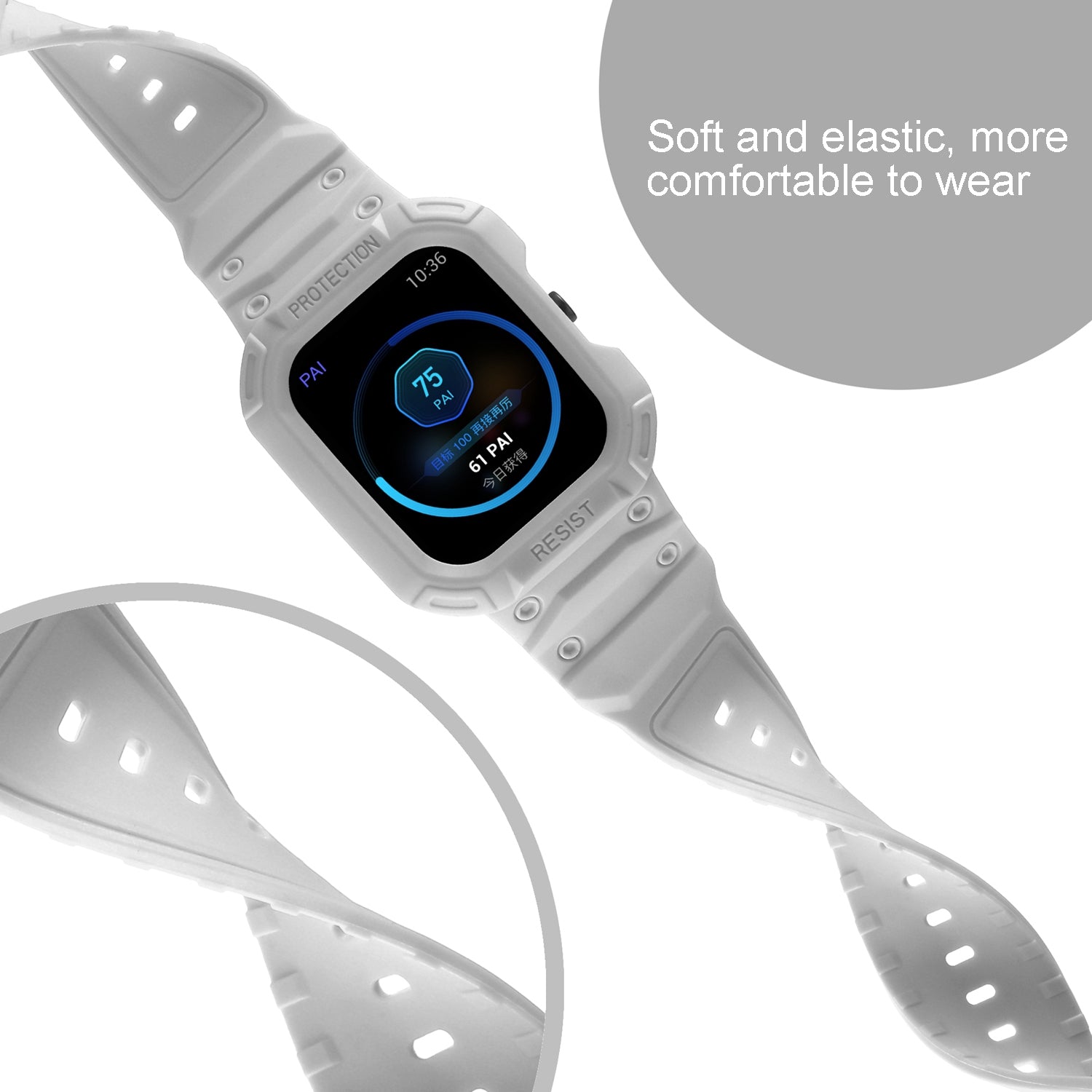 For-Amazfit-GTS-4-/-3-/-2-/-1-Universal-Integrated-Silicone-Watch-Band(Light-Gray)