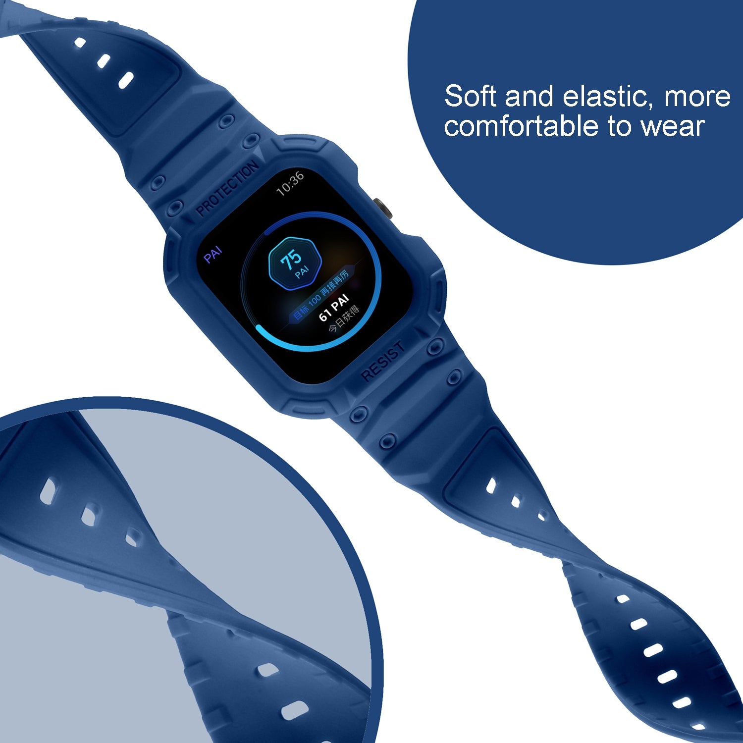 For-Amazfit-GTS-4-/-3-/-2-/-1-Universal-Integrated-Silicone-Watch-Band(Midnight-Blue)