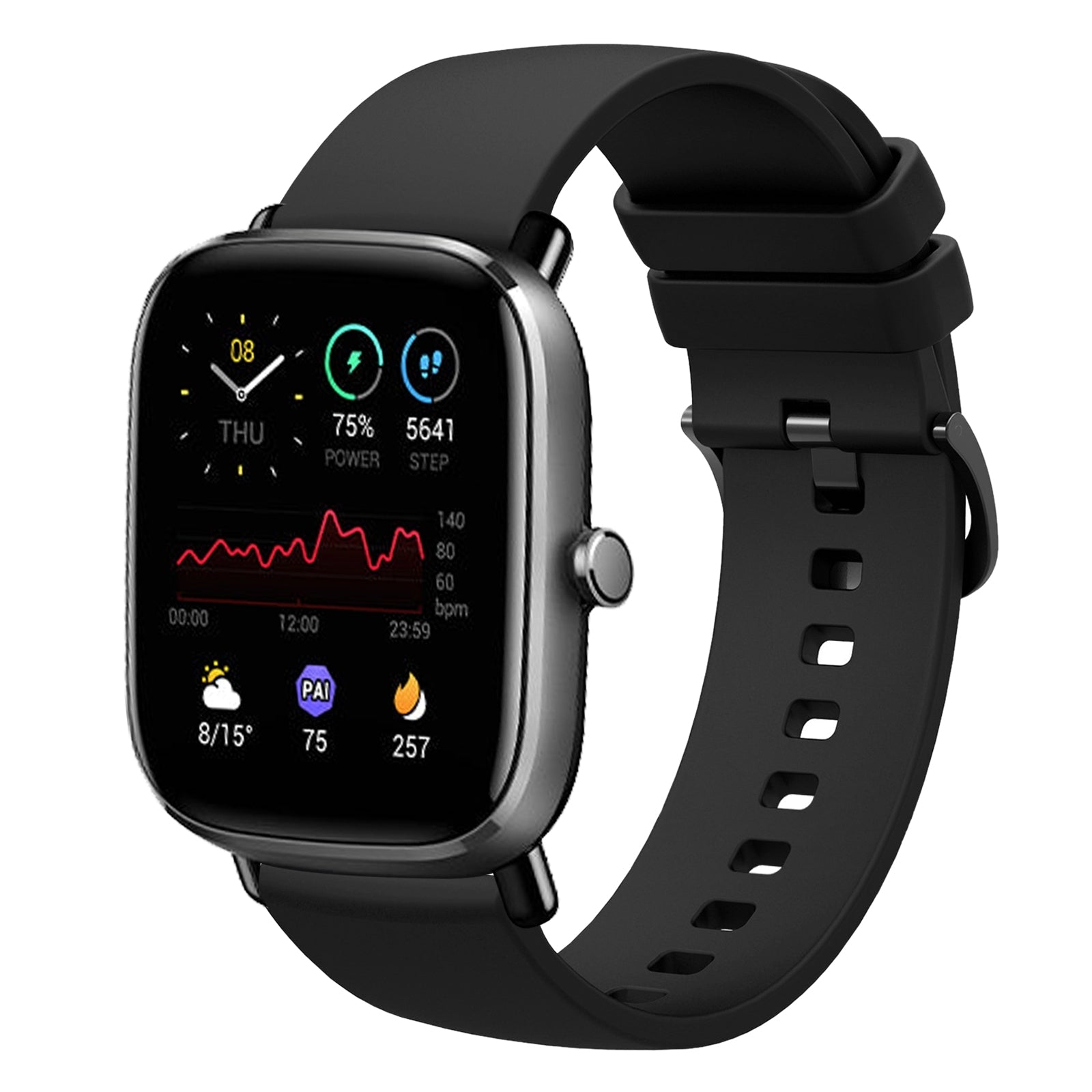 For-Amazfit-GTS-2-Mini-20mm-Solid-Color-Soft-Silicone-Watch-Band(Black)