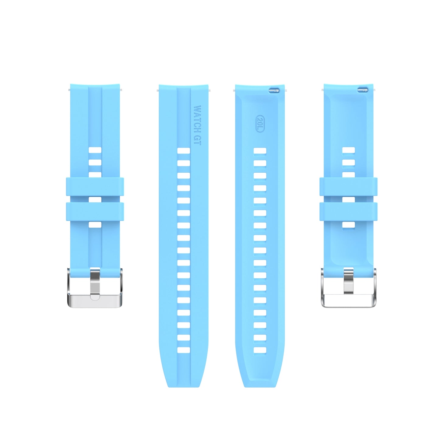 For-Amazfit-GTS-2e-/-GTS-2-20mm-Silicone-Watch-Band-with-Silver-Buckle(Sky-Blue)