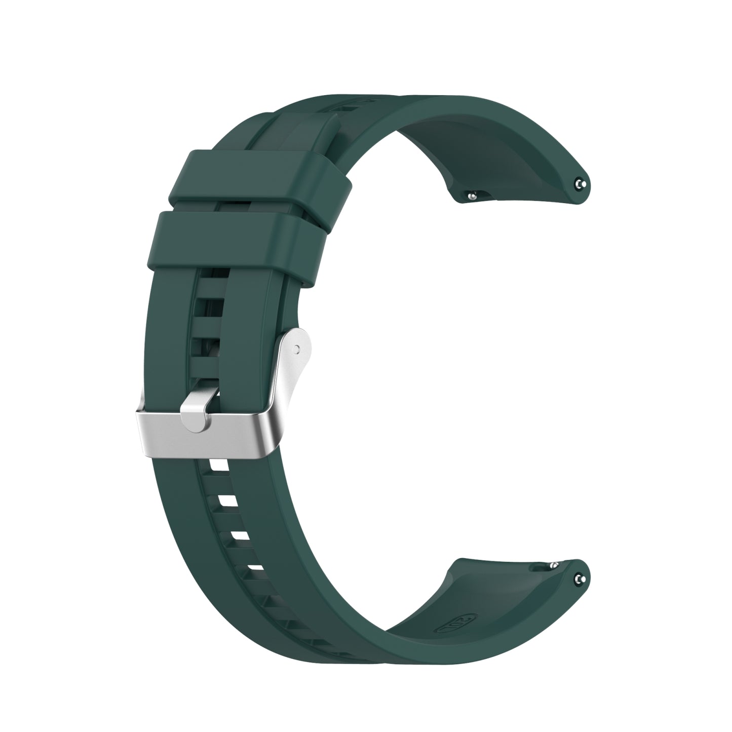 For-Amazfit-GTS-2e-/-GTS-2-20mm-Silicone-Watch-Band-with-Silver-Buckle(Dark-Green)