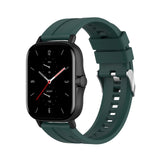 For-Amazfit-GTS-2e-/-GTS-2-20mm-Silicone-Watch-Band-with-Silver-Buckle(Dark-Green)