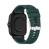For-Amazfit-GTS-2e-/-GTS-2-20mm-Silicone-Watch-Band-with-Silver-Buckle(Dark-Green)