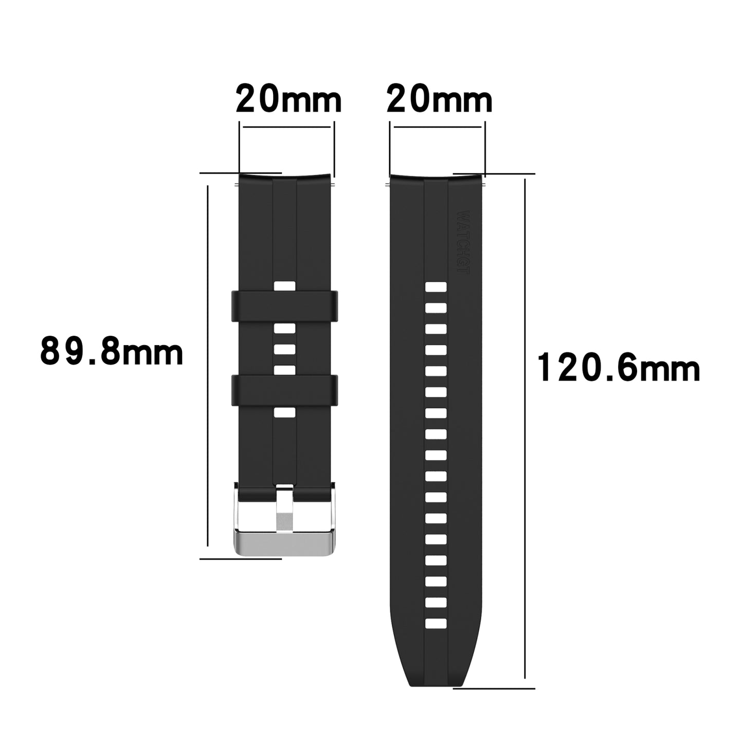 For-Amazfit-GTS-2e-/-GTS-2-20mm-Silicone-Watch-Band-with-Silver-Buckle(Dark-Green)