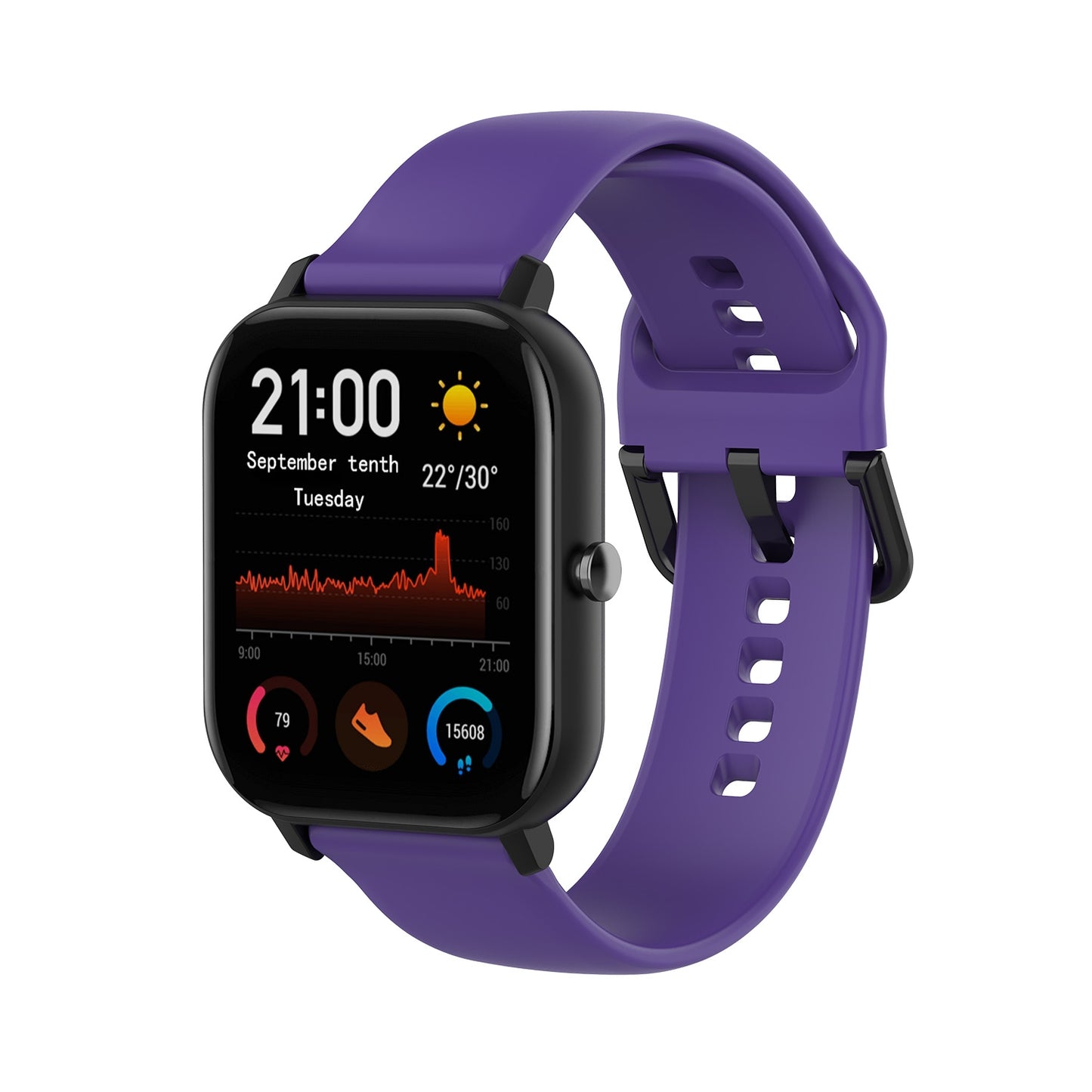 For-Amazfit-GTS4-Mini-Solid-Color-Soft-Silicone-Watch-Band,-Size:S-Size(Purple)
