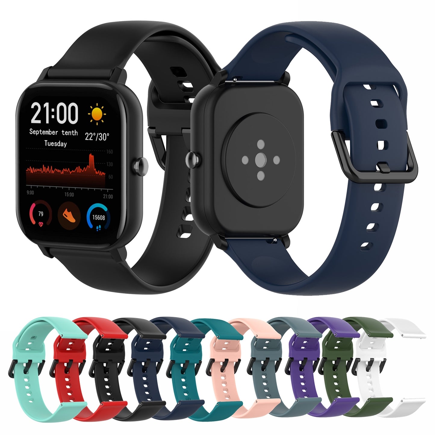 For-Amazfit-GTS4-Mini-Solid-Color-Soft-Silicone-Watch-Band,-Size:S-Size(Purple)