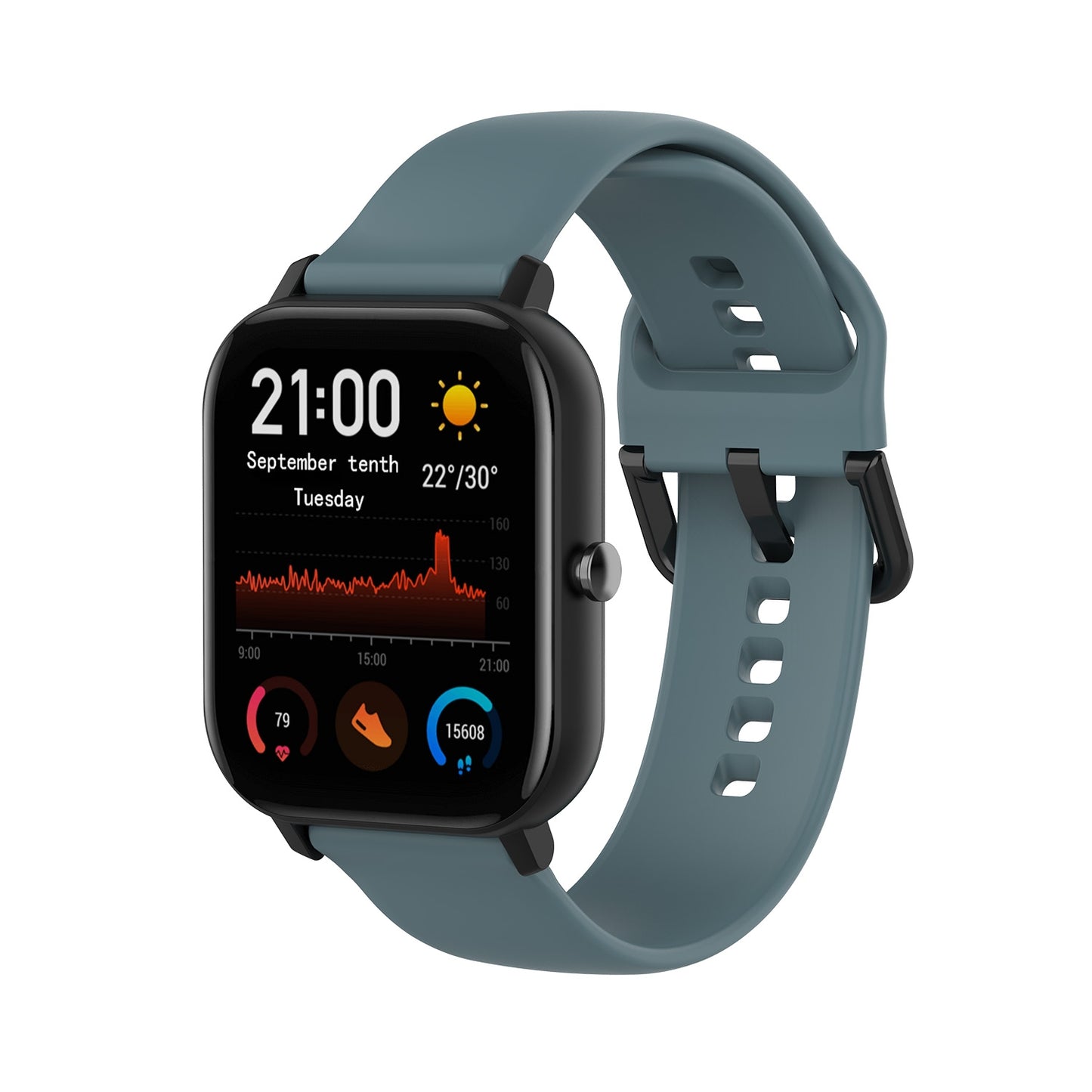 For-Amazfit-GTS4-Mini-Solid-Color-Soft-Silicone-Watch-Band,-Size:Large-Size(Rock-Blue)