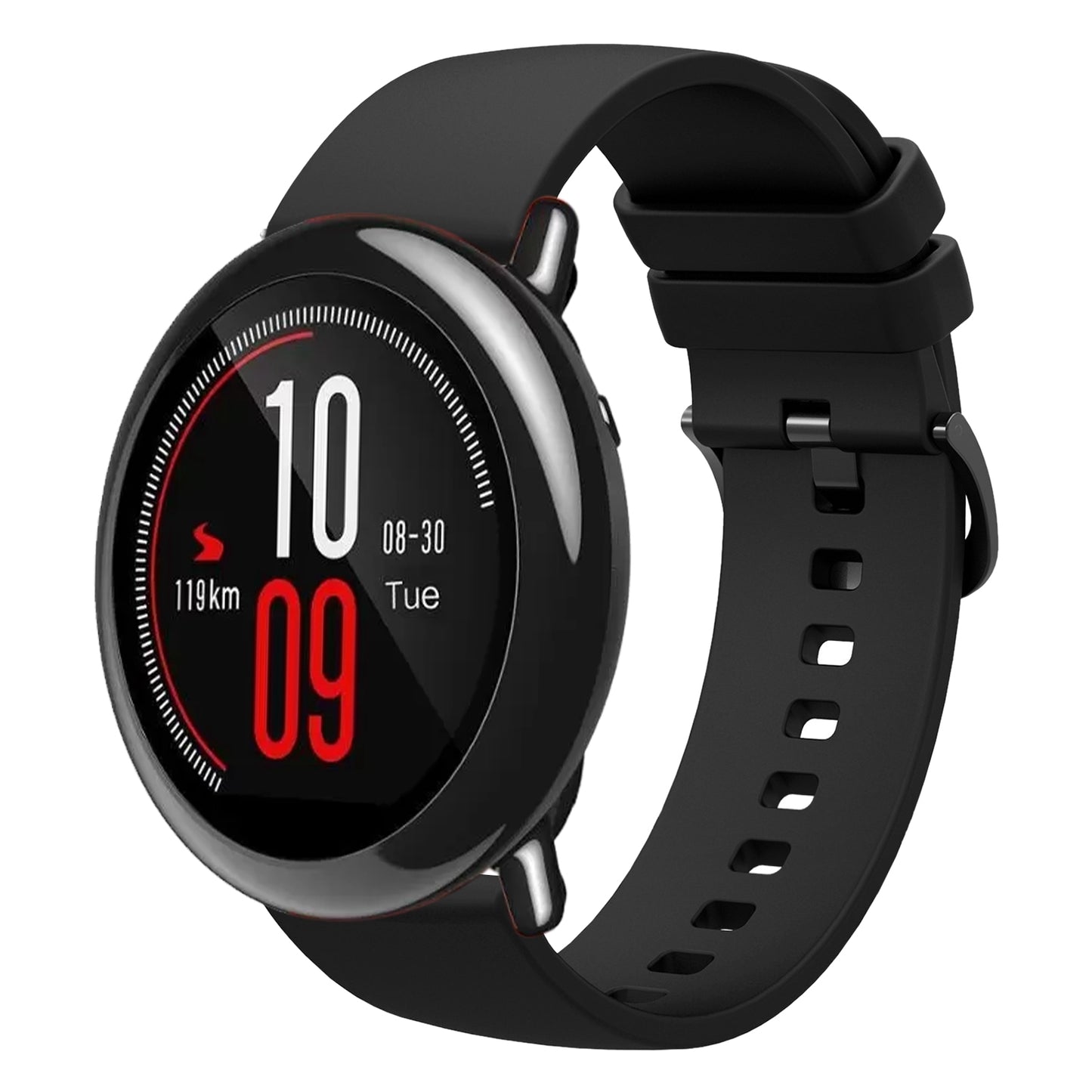 For-Amazfit-Pace-22mm-Solid-Color-Soft-Silicone-Watch-Band(Black)
