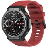 For-Amazfit-T-Rex-3-Solid-Color-Needle-Buckle-Silicone-Watch-Band(Red)