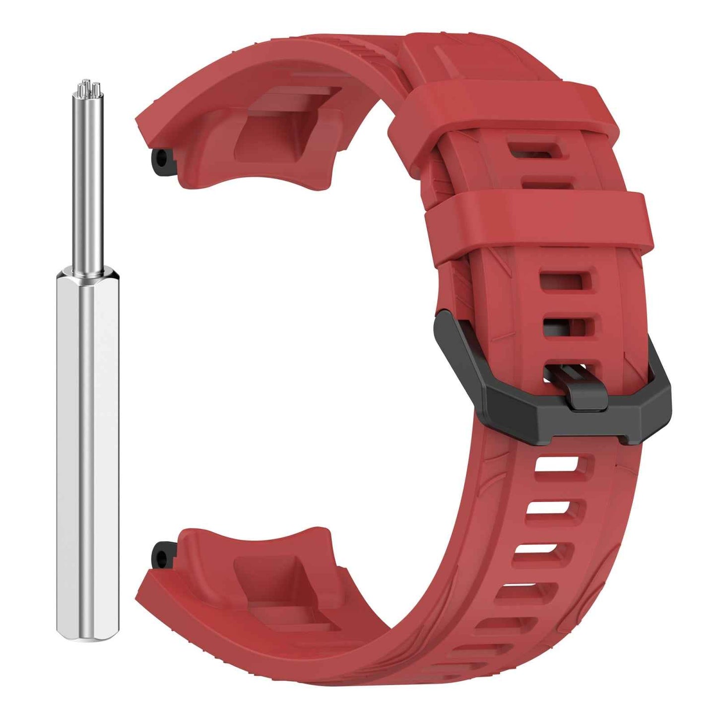 For-Amazfit-T-Rex-3-Solid-Color-Needle-Buckle-Silicone-Watch-Band(Red)