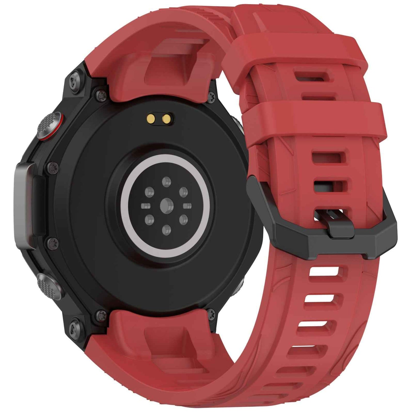For-Amazfit-T-Rex-3-Solid-Color-Needle-Buckle-Silicone-Watch-Band(Red)