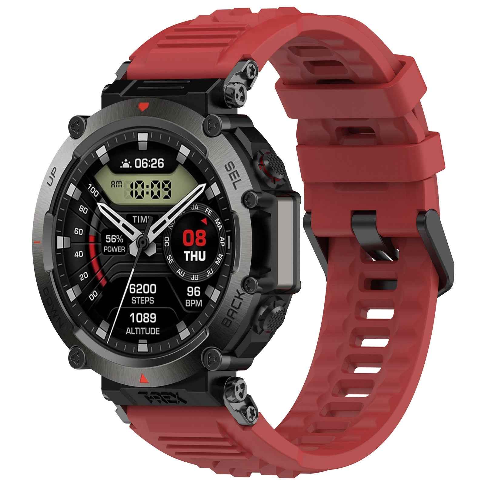 For-Amazfit-T-Rex-Ultra-Silicone-Sports-Watch-Band(Red)
