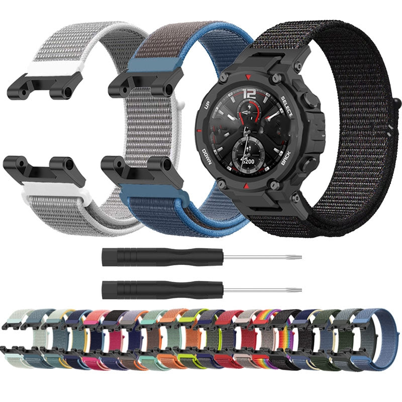 For-Amazfit-T-Rex-/-T-Rex-Pro-/-Ares-Nylon-Loop-Watch-Band(Grey-Green)