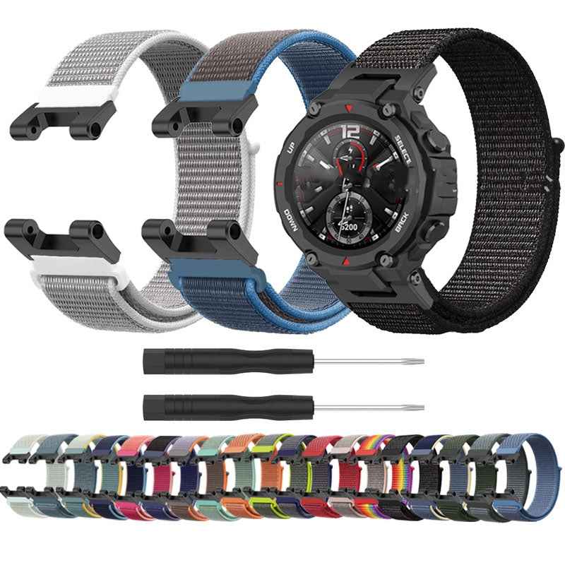 For-Amazfit-T-Rex-/-T-Rex-Pro-/-Ares-Nylon-Loop-Watch-Band(Dark-Grey)