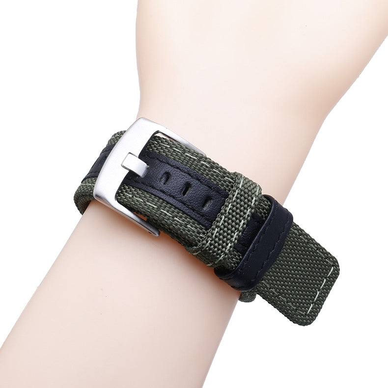 For-Amazfit-T-Rex-/-T-Rex-Pro-/-Ares-Leather-Nylon-Watch-Band(Khaki)