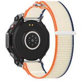 For-Amazfit-T-Rex-3-Two-Tone-Nylon-Hook-and-Loop-Fastener-Watch-Band(Orange-Beige)