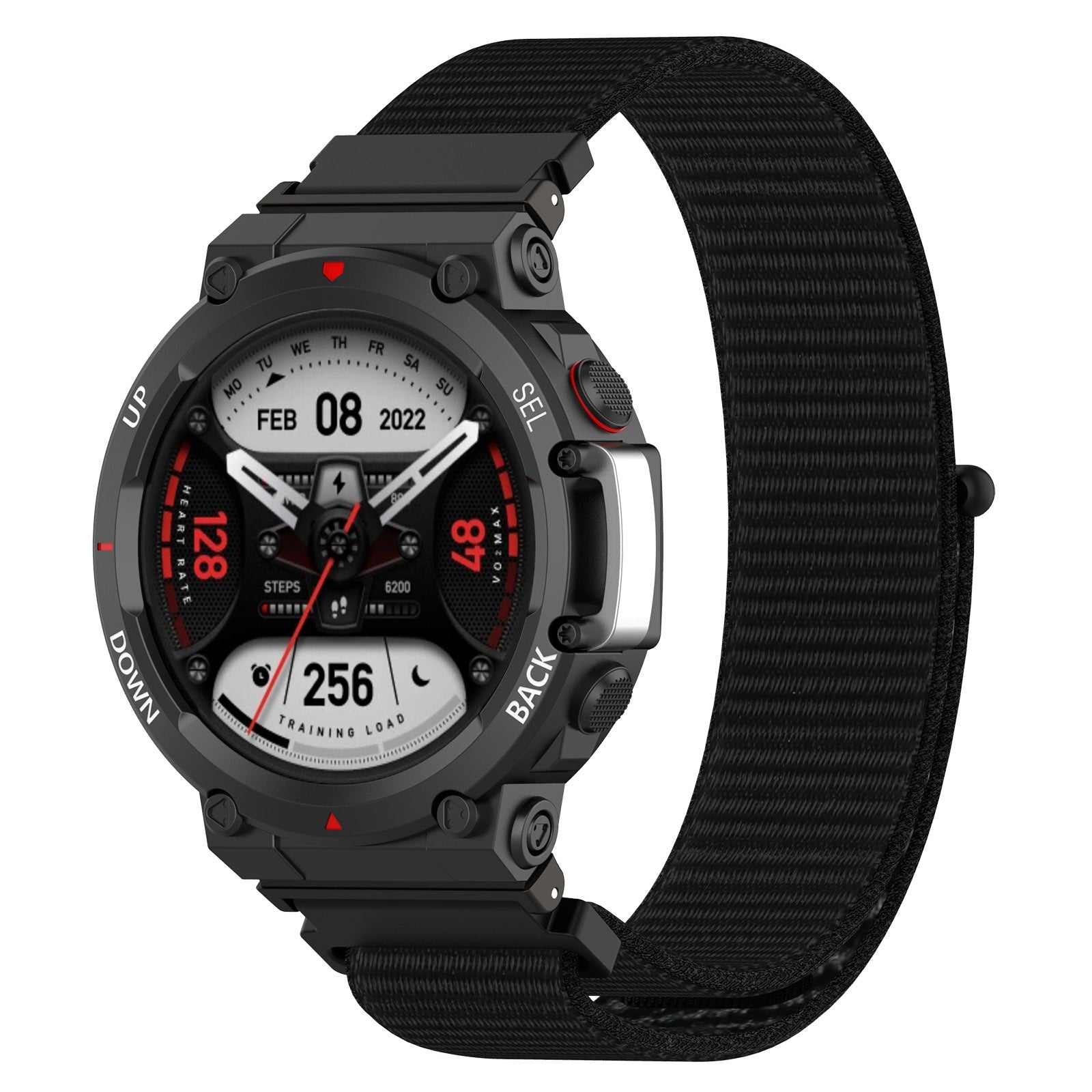 For-Amazfit-T-Rex2-Nylon-Loop-Buckle-Watch-Band(Black)