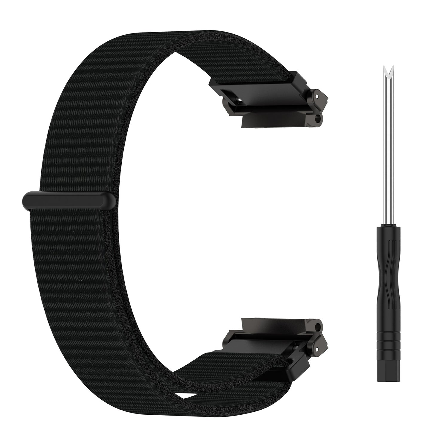 For-Amazfit-T-Rex2-Nylon-Loop-Buckle-Watch-Band(Black)