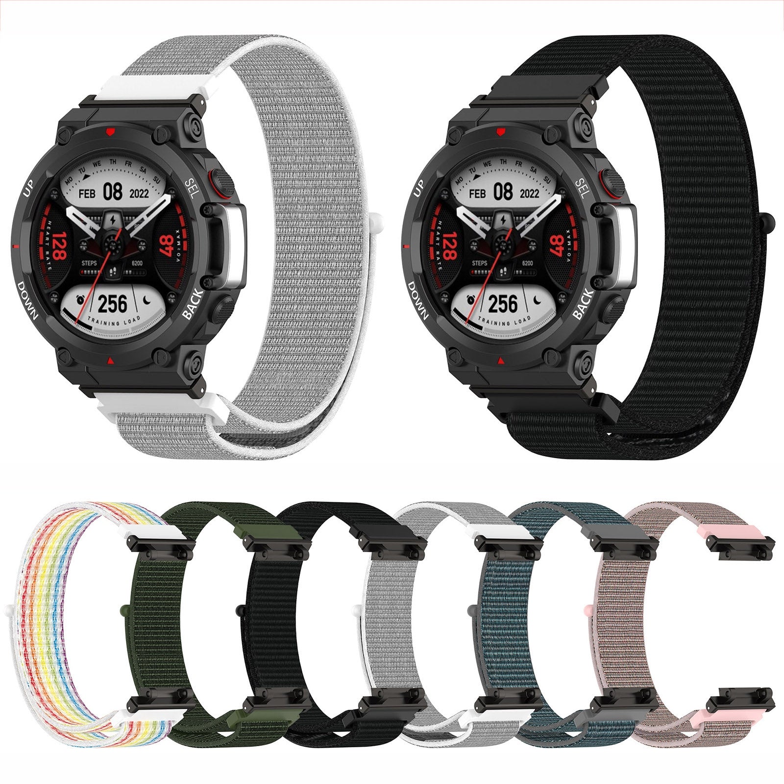 For-Amazfit-T-Rex2-Nylon-Loop-Buckle-Watch-Band(Black)