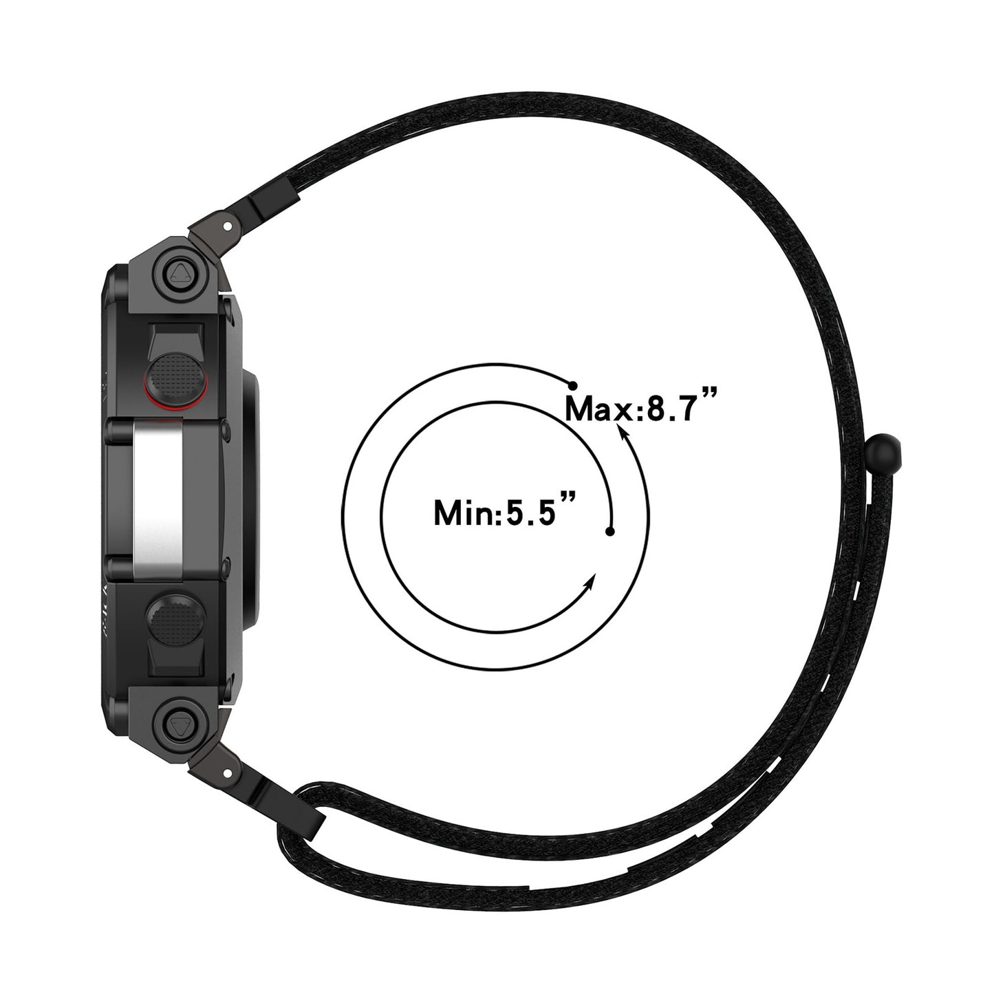 For-Amazfit-T-Rex2-Nylon-Loop-Buckle-Watch-Band(Black)