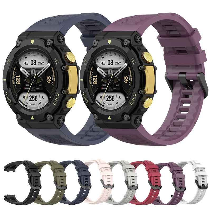 For-Amazfit-T-Rex-2-Silicone-Leisure-Watch-Band(Black)