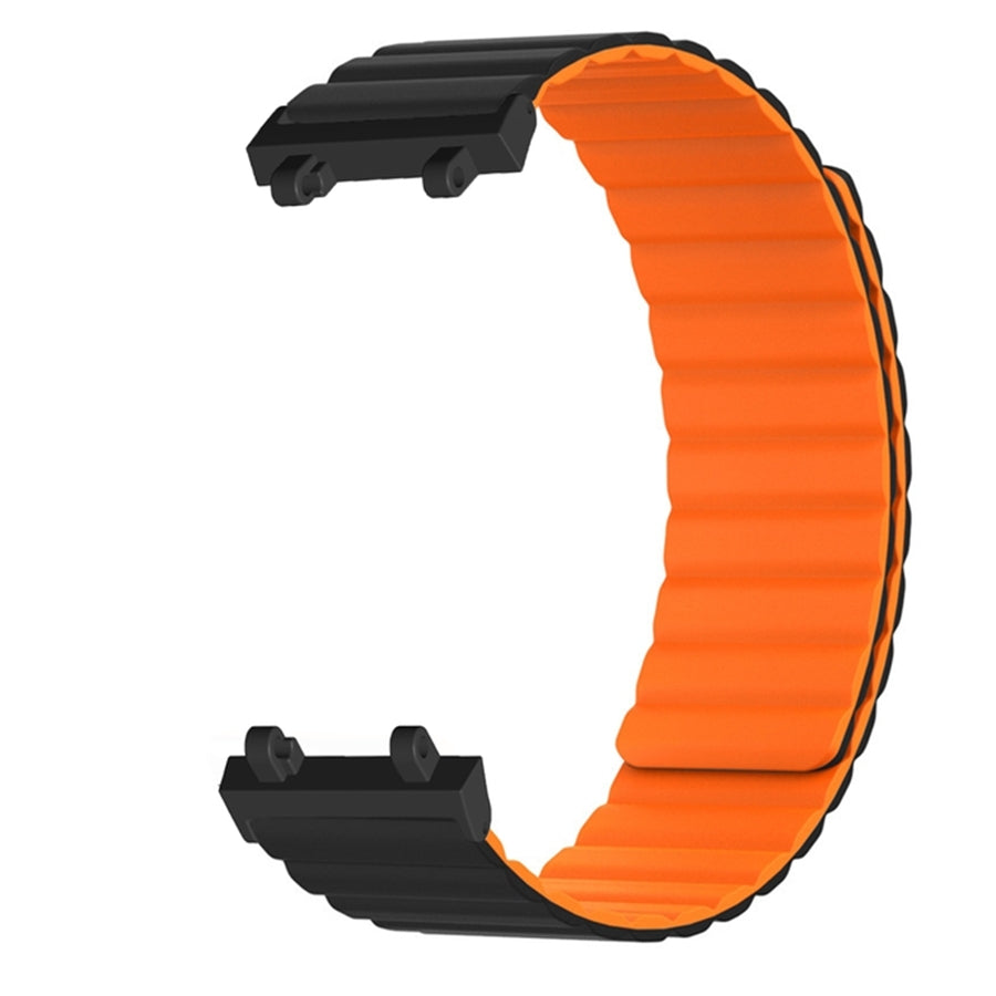 For-Amazfit-T-Rex-2-Silicone-Magnetic-Dual-color-Watch-Band(Black-Orange)