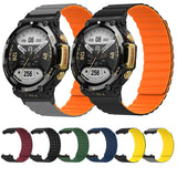 For-Amazfit-T-Rex-2-Silicone-Magnetic-Dual-color-Watch-Band(Black-Orange)