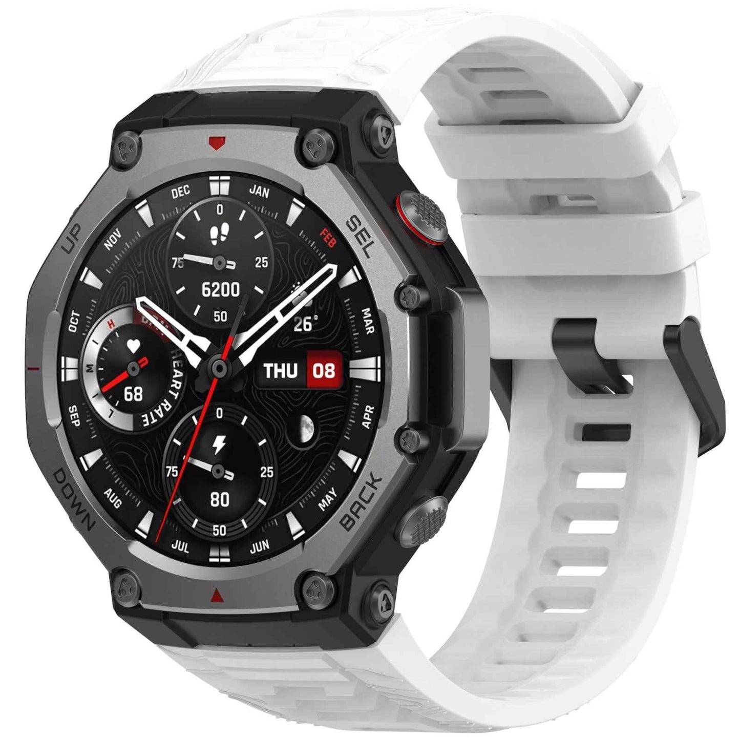 For-Amazfit-T-Rex-3-Solid-Color-Needle-Buckle-Silicone-Watch-Band(White)