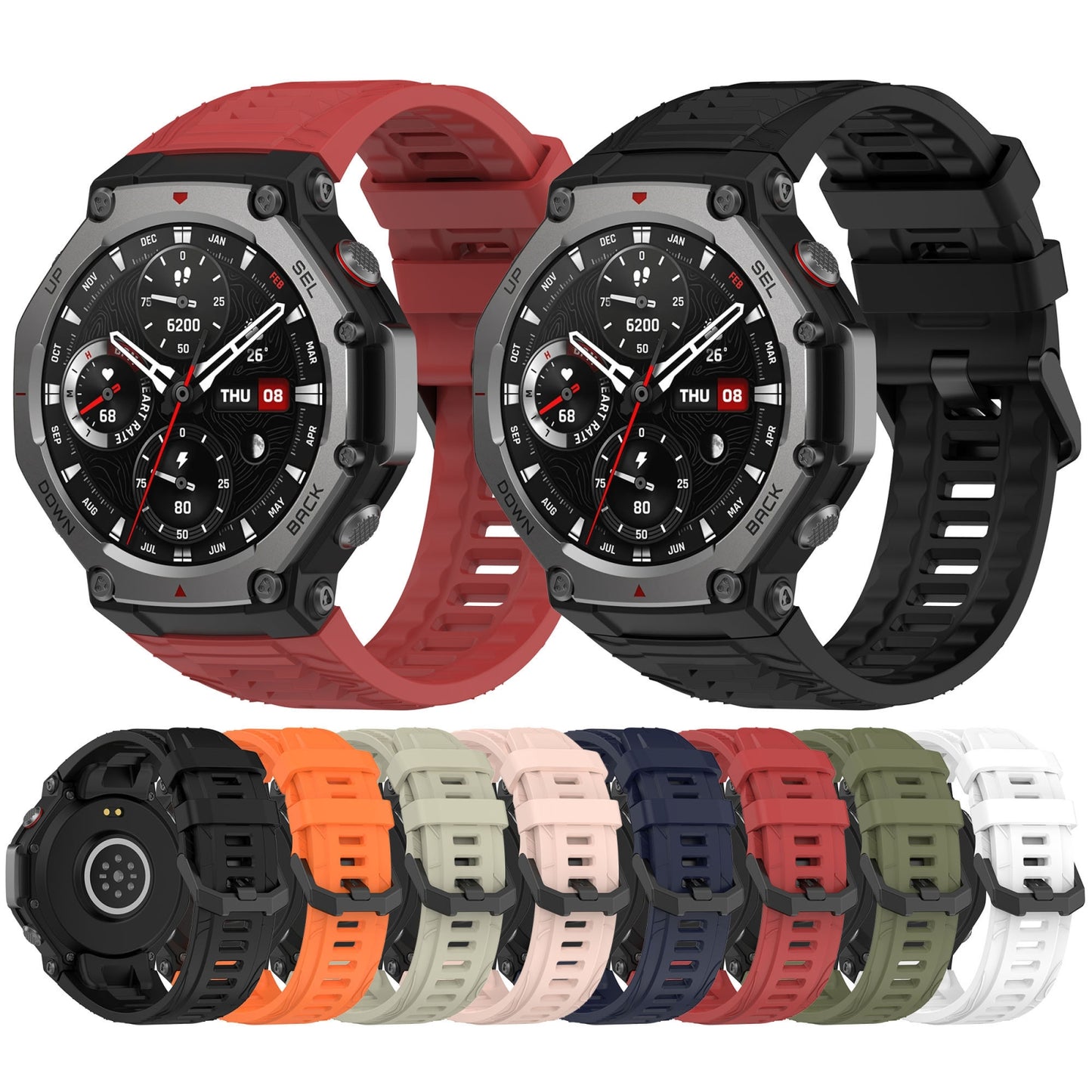For-Amazfit-T-Rex-3-Solid-Color-Needle-Buckle-Silicone-Watch-Band(White)