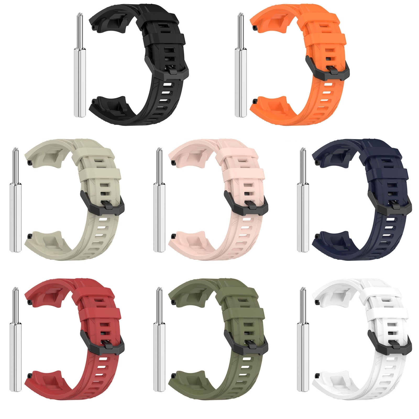 For-Amazfit-T-Rex-3-Solid-Color-Needle-Buckle-Silicone-Watch-Band(White)