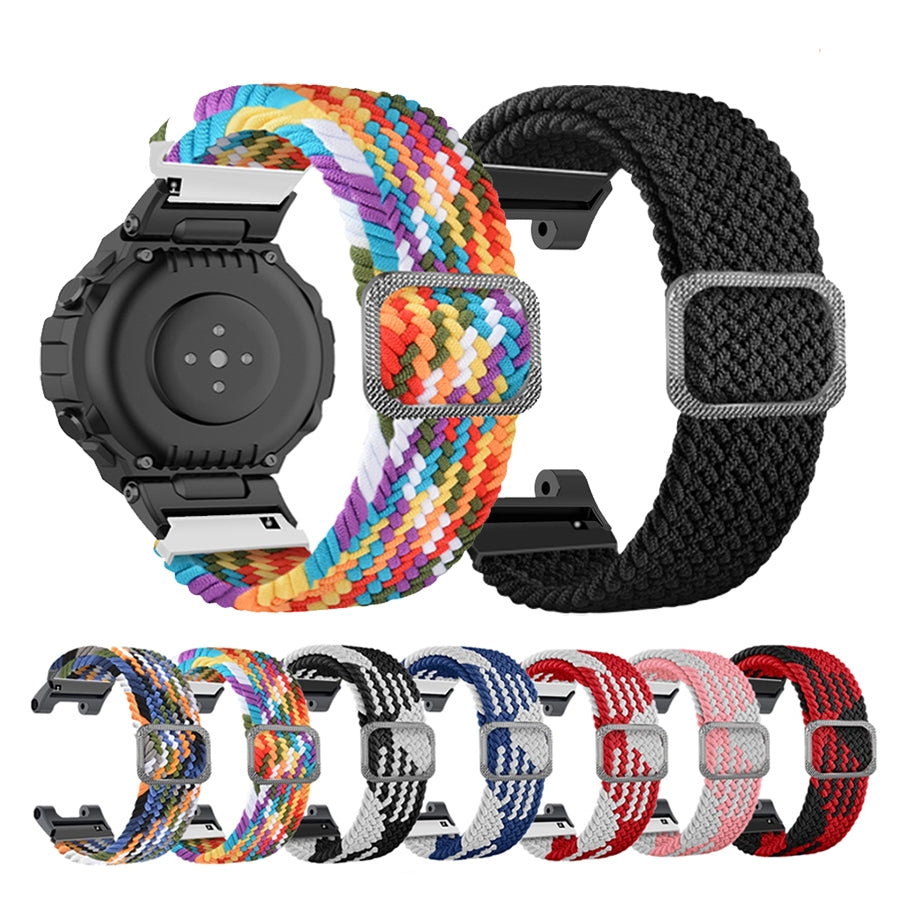 For-Amazfit-T-Rex-/-T-Rex-Pro-/-Ares-Adjustable-Buckle-Braided-Nylon-Watch-Band(Black)