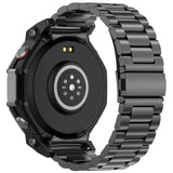 For-Amazfit-T-REX-3-Three-Beads-Stainless-Steel-Metal-Watch-Band(Black)