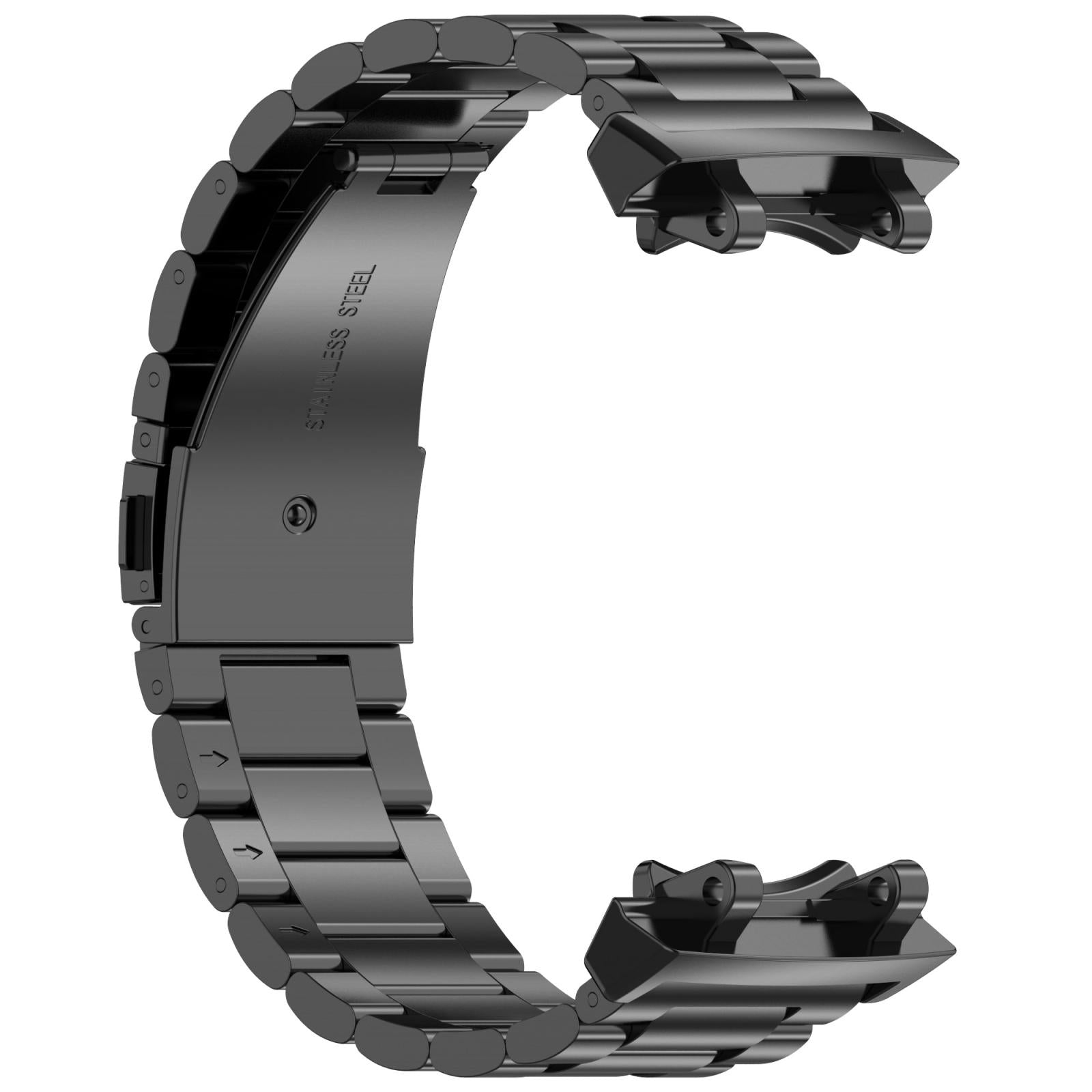 For-Amazfit-T-REX-3-Three-Beads-Stainless-Steel-Metal-Watch-Band(Black)