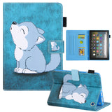 For-Amazon-Fire-Max-11-2023-Colored-Drawing-Leather-Smart-Tablet-Case(Cute-Wolf)