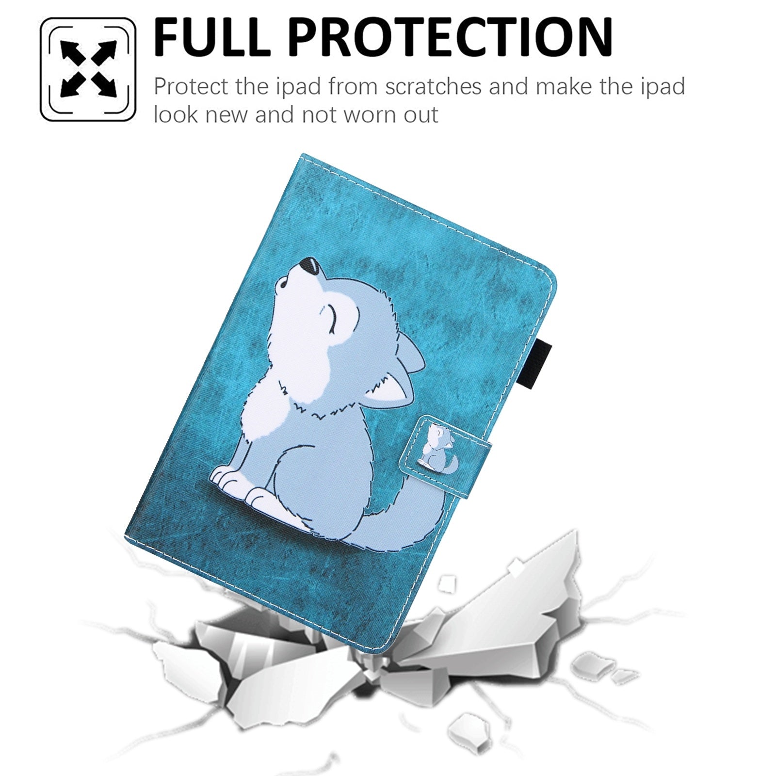 For-Amazon-Fire-Max-11-2023-Colored-Drawing-Leather-Smart-Tablet-Case(Cute-Wolf)