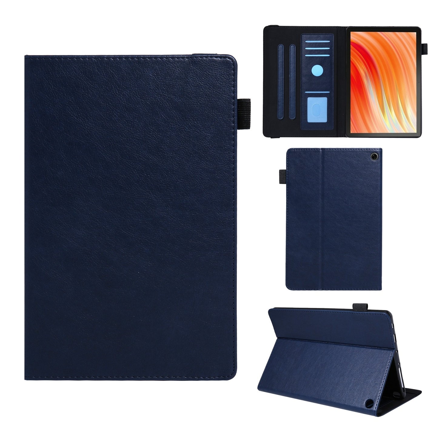 For-Amazon-Kindle-Fire-HD10-2021/2023-Extraordinary-Series-Smart-Leather-Tablet-Case(Royal-Blue)