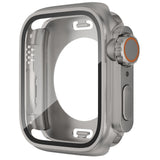 For-Apple-Watch-Series-9-/-8-/-7-45mm-Change-to-Ultra-49mm-Waterproof-All-Inclusive-Film-Hybrid-PC-Watch-Case(Titanium-Gold)