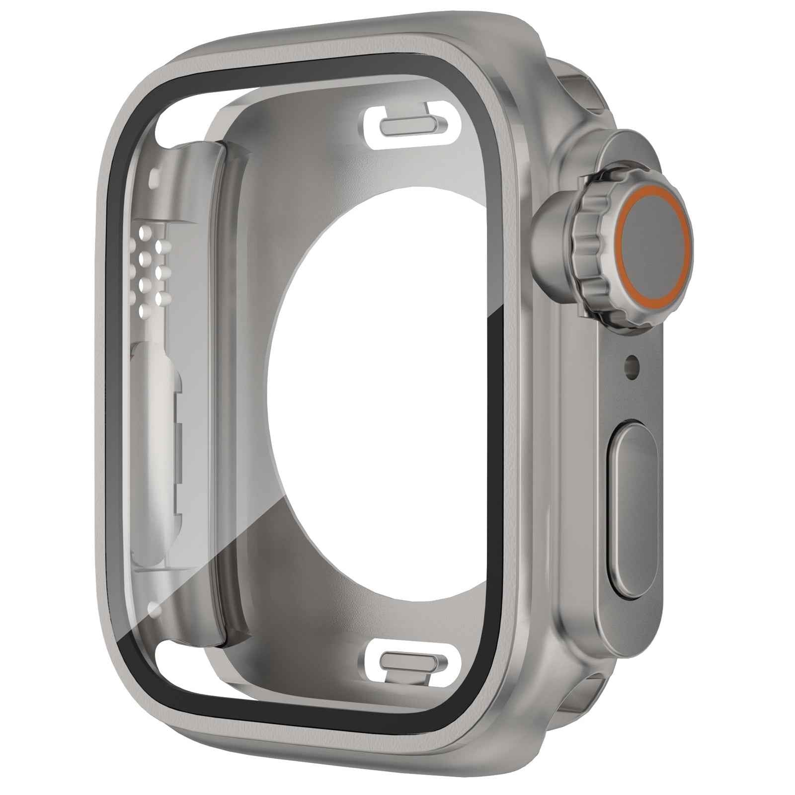 For-Apple-Watch-Series-9-/-8-/-7-45mm-Change-to-Ultra-49mm-Waterproof-All-Inclusive-Film-Hybrid-PC-Watch-Case(Titanium-Gold)