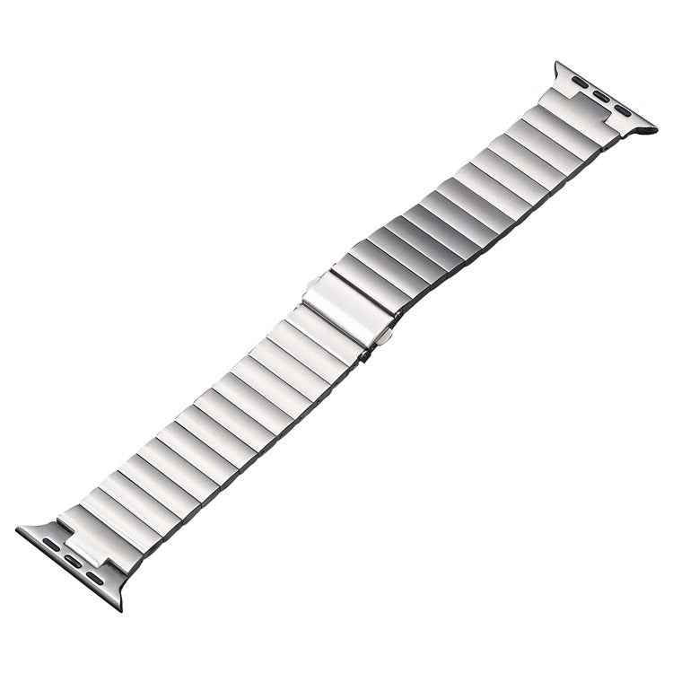 For-Apple-Watch-Series-8-41mm-Flat-Buckle-Stainless-Steel-Watch-Band(Silver)