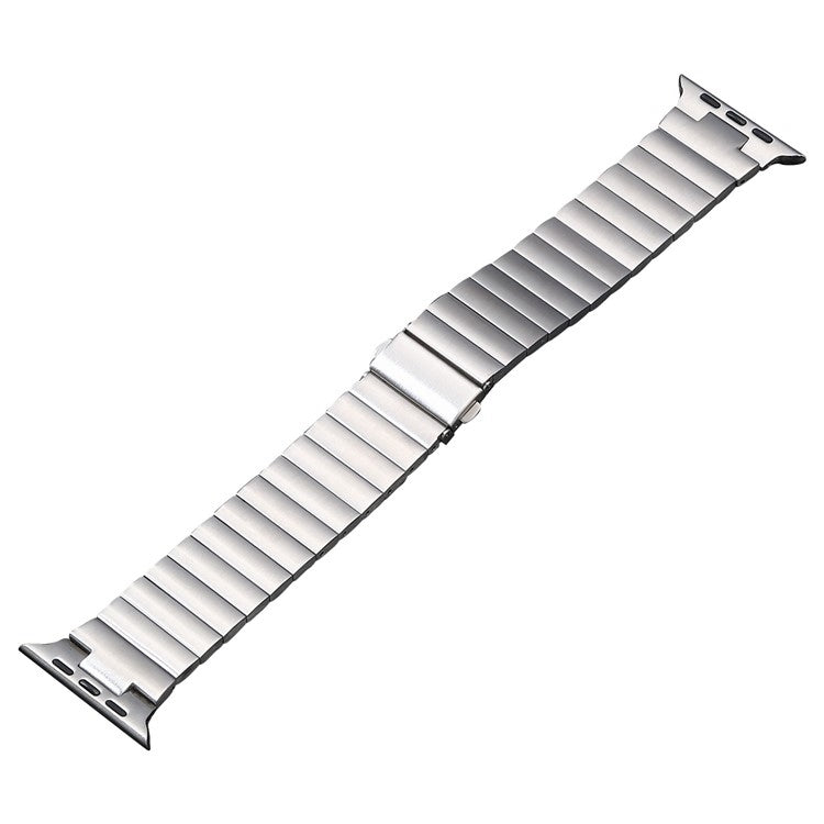 For-Apple-Watch-Series-8-41mm-Flat-Buckle-Stainless-Steel-Watch-Band(Silver)