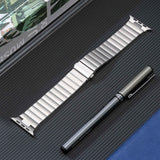For-Apple-Watch-Series-8-41mm-Flat-Buckle-Stainless-Steel-Watch-Band(Silver)