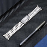 For-Apple-Watch-Series-8-41mm-Flat-Buckle-Stainless-Steel-Watch-Band(Silver)