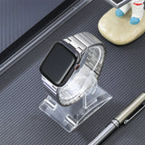 For-Apple-Watch-Series-8-41mm-Flat-Buckle-Stainless-Steel-Watch-Band(Silver)