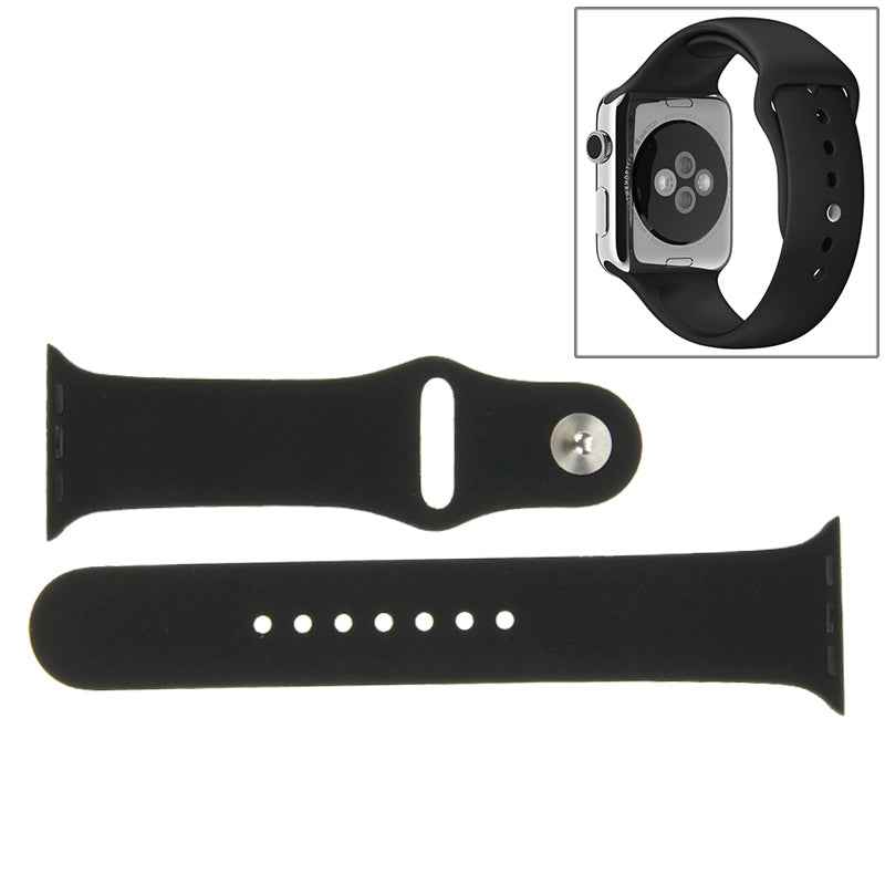 For-Apple-Watch-Sport-38mm-High-performance-Longer-Silicone-Sport-Watch-Band-with-Pin-and-tuck-Closure(Black)