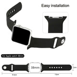 For-Apple-Watch-Sport-38mm-High-performance-Longer-Silicone-Sport-Watch-Band-with-Pin-and-tuck-Closure(Black)